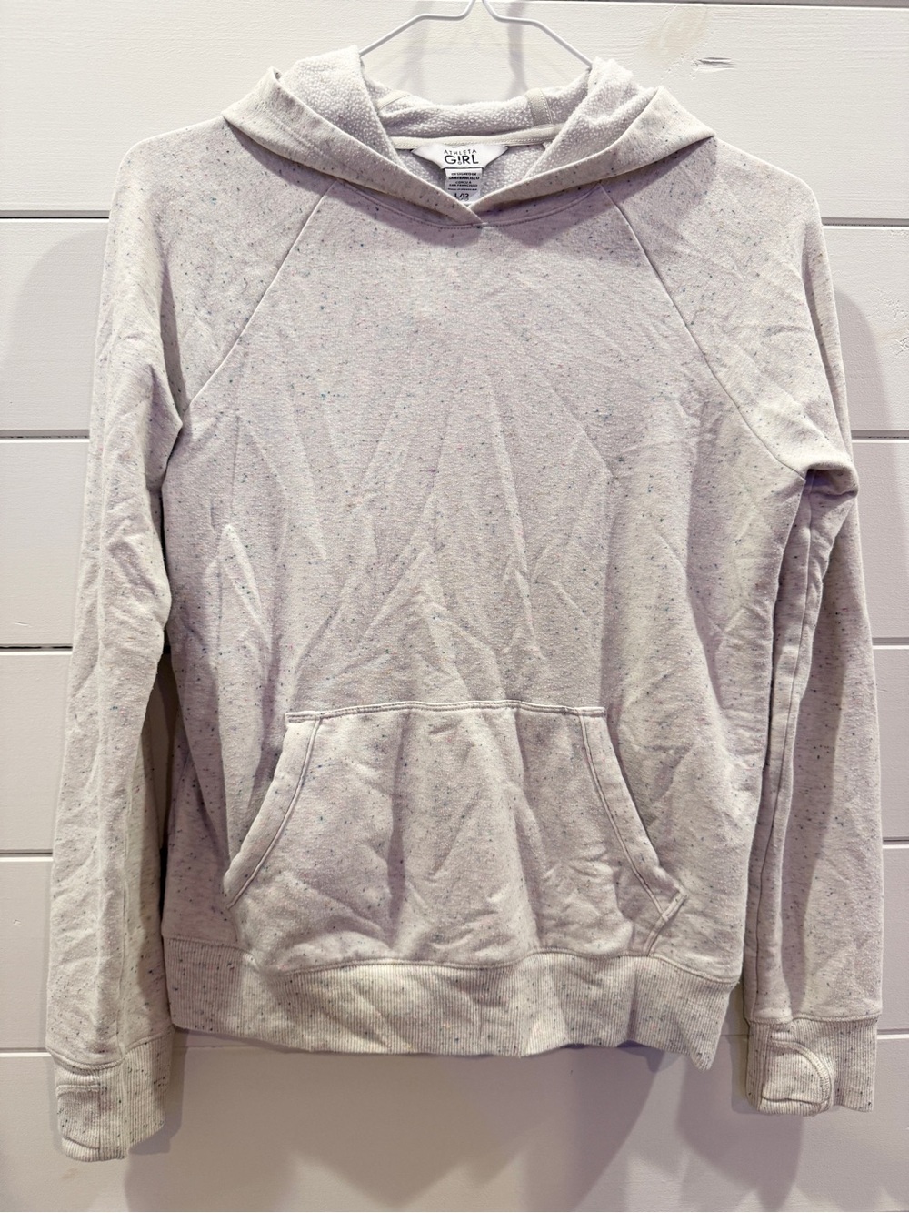 Athleta Heathered Light Gray Speckle Pullover Hoodie
